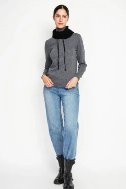 Hot Assuili Pull col roulé classique loup