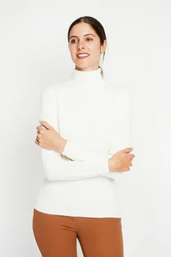 Discount Assuili Pull col roulé classique naturel