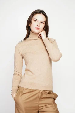 Femme C&Jo Pull col roulé classique nougat