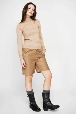 Femme C&Jo Pull col roulé classique nougat