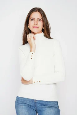 Femme C&Jo Pull col roulé classique naturel