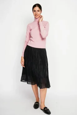 Sale Assuili Pull col roulé classique rose poudre