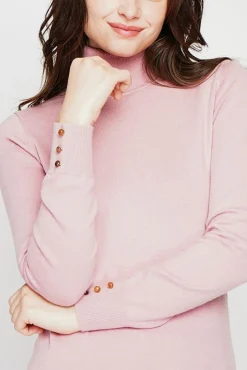 Femme C&Jo Pull col roulé classique rose poudre