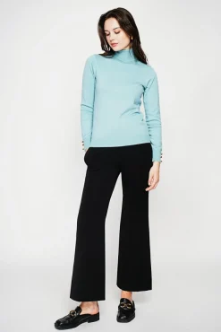 Clearance C&Jo Pull col roulé classique turquoise