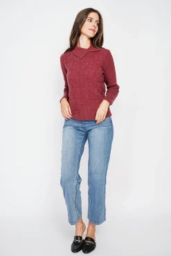 C&Jo Pull col roulé croisé bordeaux