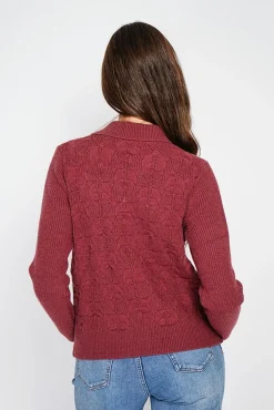 C&Jo Pull col roulé croisé bordeaux