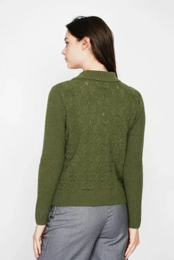 Hot C&Jo Pull col roulé croisé kaki
