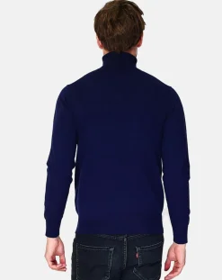 Homme C&Jo Pull Col Roulé en Cachemire mélangé Pierre bleu nuit