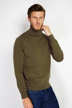 Homme C&Jo Pull col roulé kaki