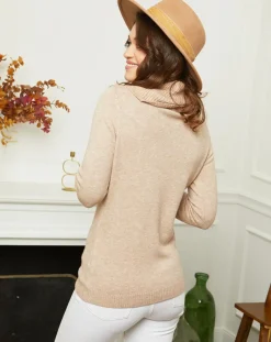 Femme Soft Cashmere Pull col roulé Lola beige