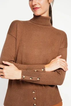Femme Assuili Pull col roulé marron
