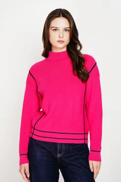 Femme C&Jo Pull col roulé montant fushia