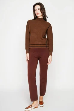 Femme C&Jo Pull col roulé montant marron