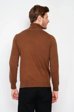 Homme C&Jo Pull col roule marron