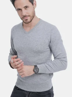 Homme C&Jo Pull col V flanelle