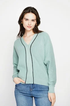 Femme C&Jo Pull col V jade
