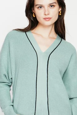 Femme C&Jo Pull col V jade