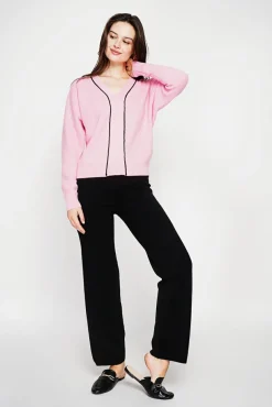 Femme C&Jo Pull col V rose barby