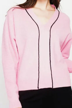 Femme C&Jo Pull col V rose barby