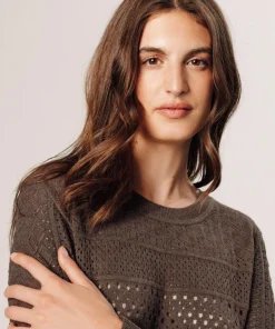 Femme Rodier Pull Colombine ajouré marron havane