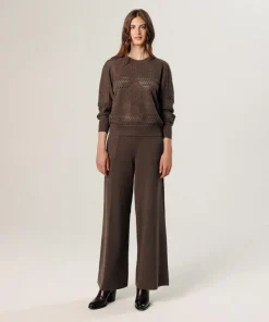 Femme Rodier Pull Colombine ajouré marron havane