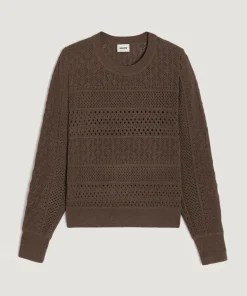 Femme Rodier Pull Colombine ajouré marron havane