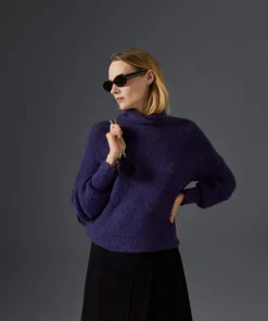 Online Rodier Pull Cordélia col roulé violet foncé
