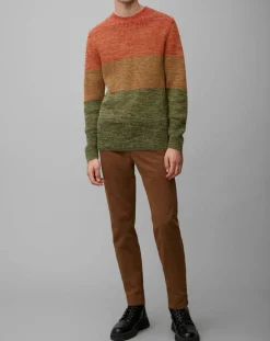 Homme Marc O'Polo Pull Coton Mouliné orange/vert