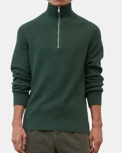 Outlet Marc O'Polo Pull côtelé en Coton & Laine vert