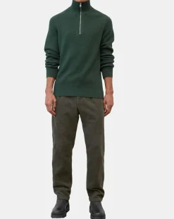 Outlet Marc O'Polo Pull côtelé en Coton & Laine vert