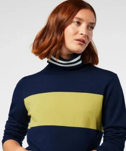 Femme Rodier Pull Cunégonde col roulé bicolore bleu marine