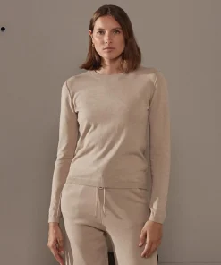 Femme Rodier Pull Dahlia col rond marron moka