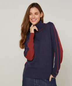 Clearance Rodier Pull Delphine 100% Laine mélangée bleu denim