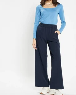 Femme Galeries Lafayette Pull Drice Col carré bleu