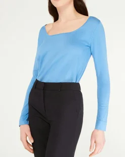Femme Galeries Lafayette Pull Drice Col carré bleu