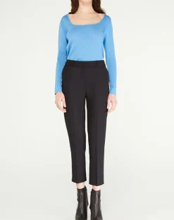 Femme Galeries Lafayette Pull Drice Col carré bleu