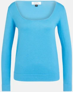 Femme Galeries Lafayette Pull Drice Col carré bleu