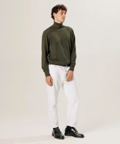 Homme Rodier Pull Edmond 100% laine col rond vert kaki