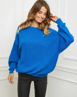 Sale Fleur de cachemire Pull Ella bleu roi