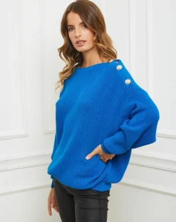 Sale Fleur de cachemire Pull Ella bleu roi