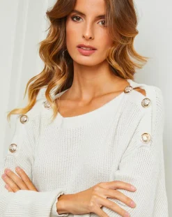 Femme Fleur de cachemire Pull Ella ecru