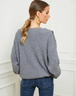 Femme Fleur de cachemire Pull Ella gris foncé