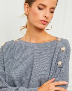 Femme Fleur de cachemire Pull Ella gris foncé