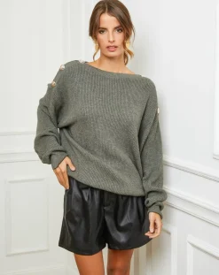 Hot Fleur de cachemire Pull Ella kaki