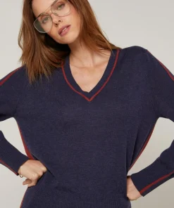 New Rodier Pull Elsa en Laine mélangée bleu denim