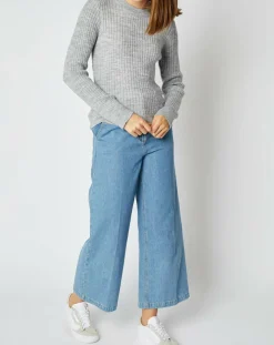 New An'ge Pull Emma en Maille mélangée gris perle