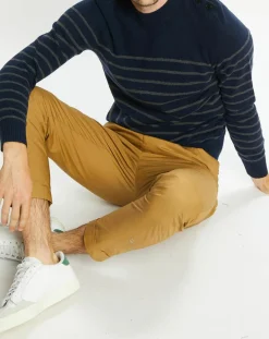 Sale Galeries Lafayette Pull en Cachemire & Laine Memarino rayé col rond bleu marine