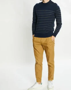 Sale Galeries Lafayette Pull en Cachemire & Laine Memarino rayé col rond bleu marine