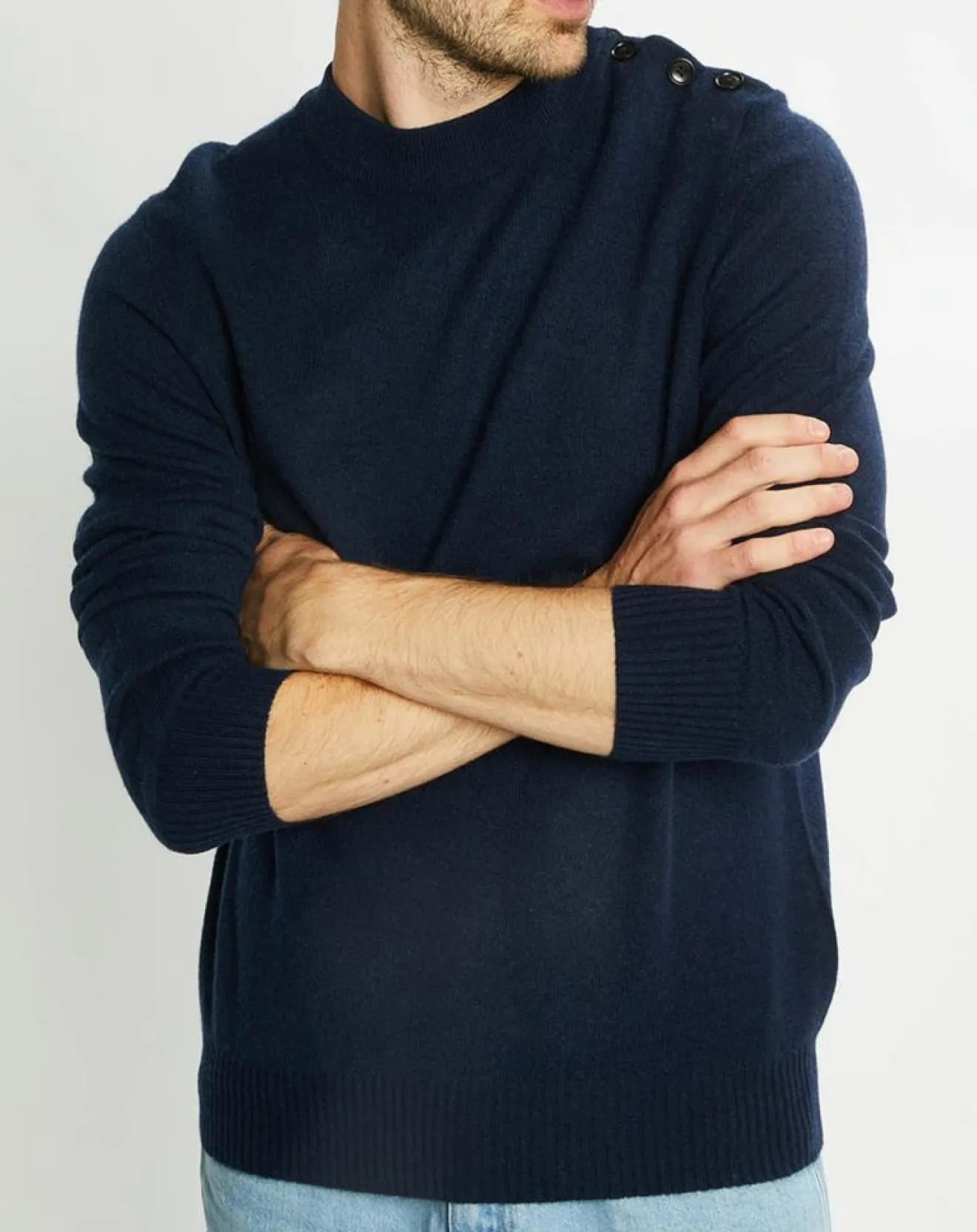 Homme Galeries Lafayette Pull en Cachemire & Laine Mesailor col rond bleu marine