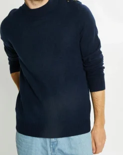 Homme Galeries Lafayette Pull en Cachemire & Laine Mesailor col rond bleu marine